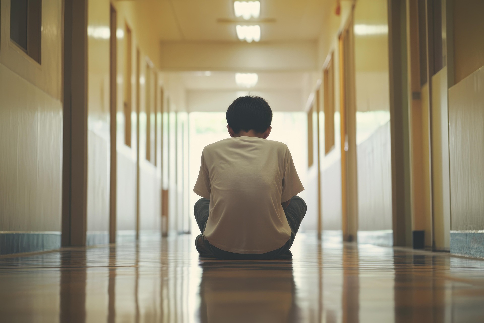 Adolescente in solitudine dopo un episodio di bullismo scolastico